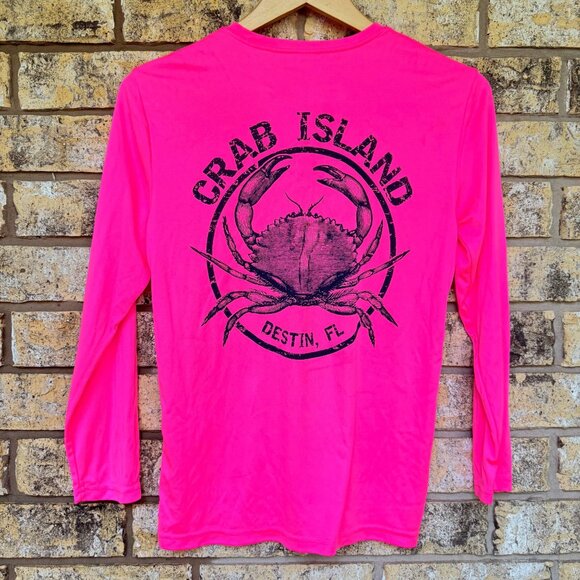 Sport-tek youth size L YL, youth large Crab Island Destin FL Long Sleeve Shirt N - Picture 1 of 3